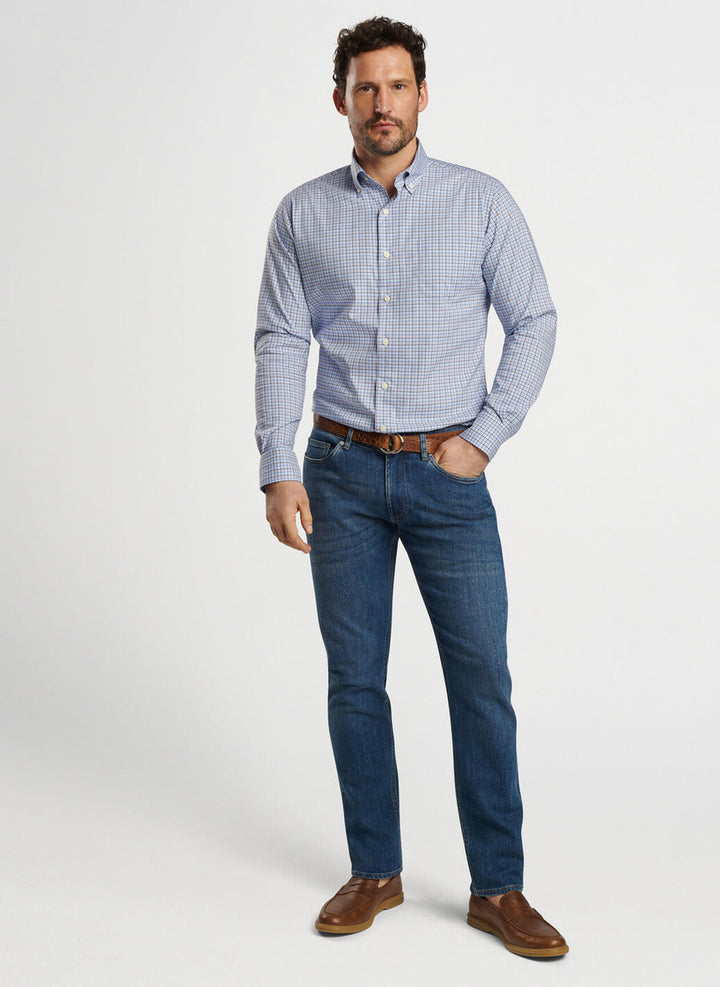 Peter Millar Albert Crown Lite Cotton-Stretch Sport Shirt: Galaxy