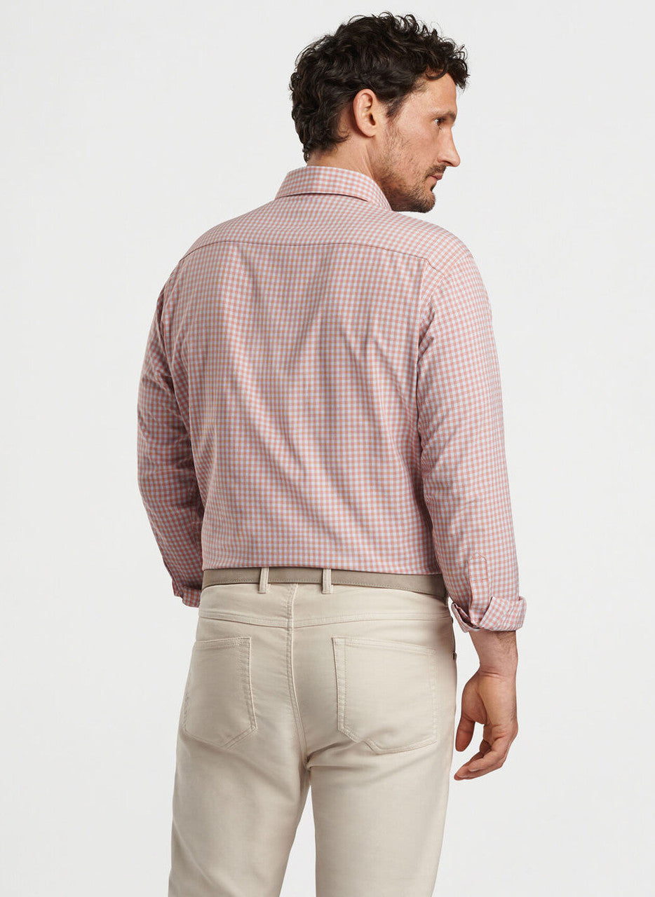 Peter Millar Murray Performance Poplin Sport Shirt: Burnt Orange