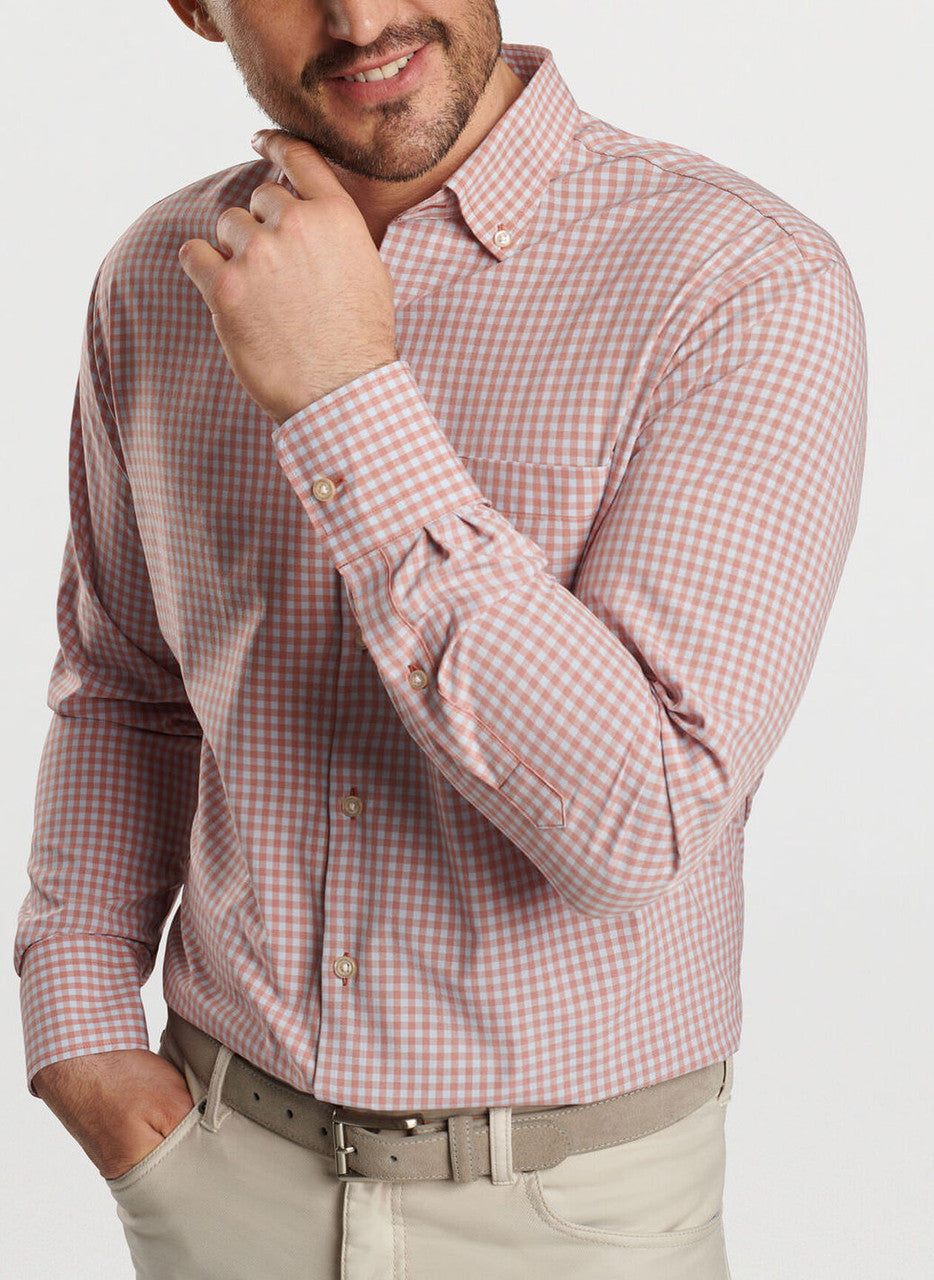 Peter Millar Murray Performance Poplin Sport Shirt: Burnt Orange