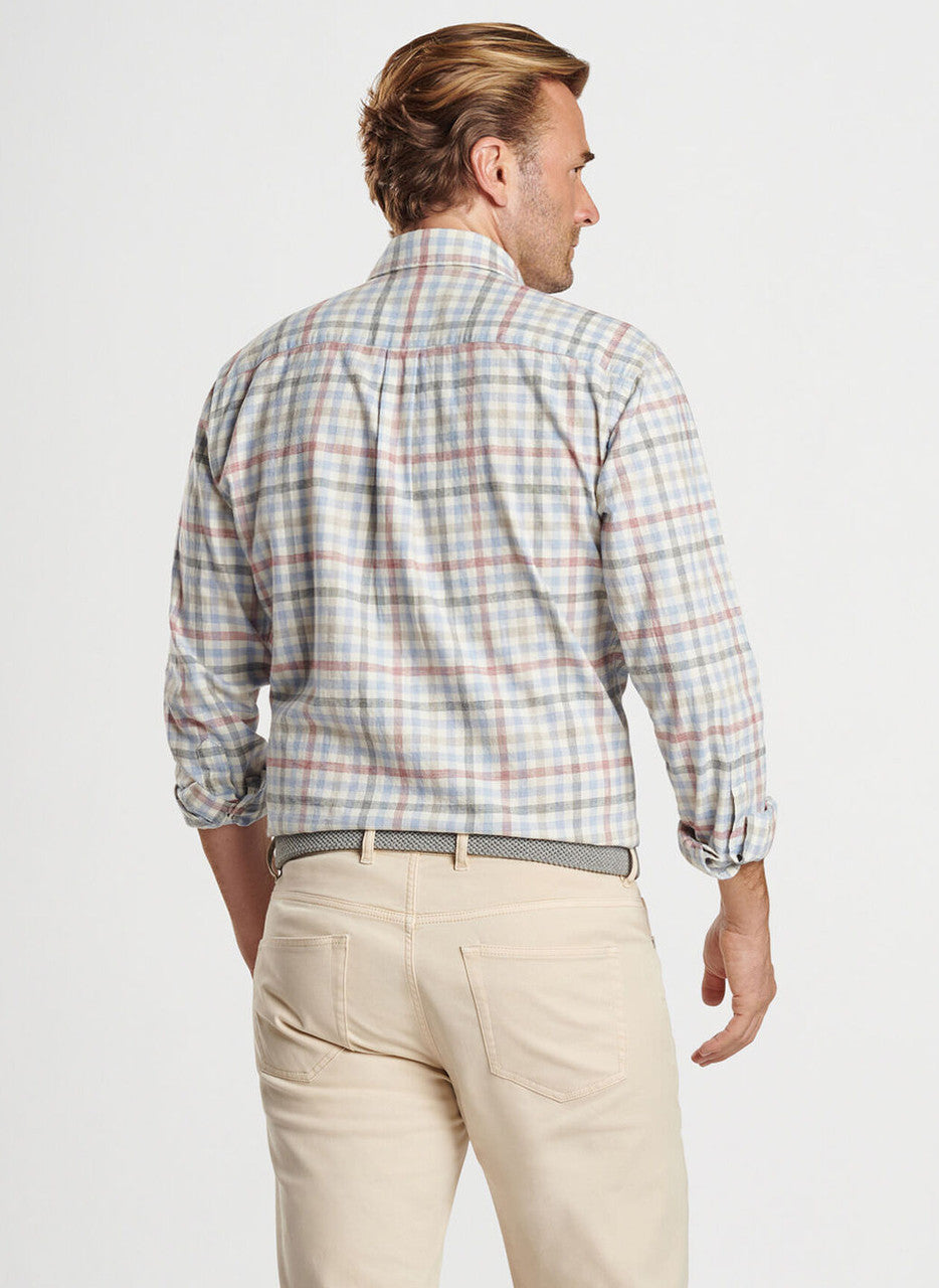 Peter Millar White Rock Cotton Sport Shirt: Winter Ivory