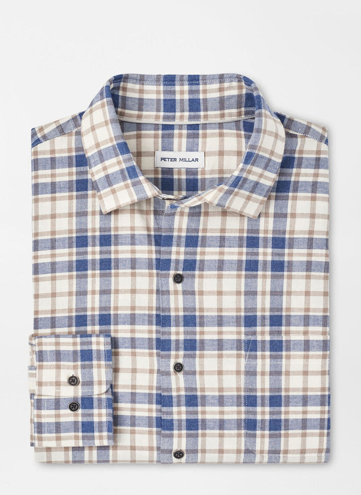 Peter Millar Whistler Cotton Sport Shirt: Ocean Blue