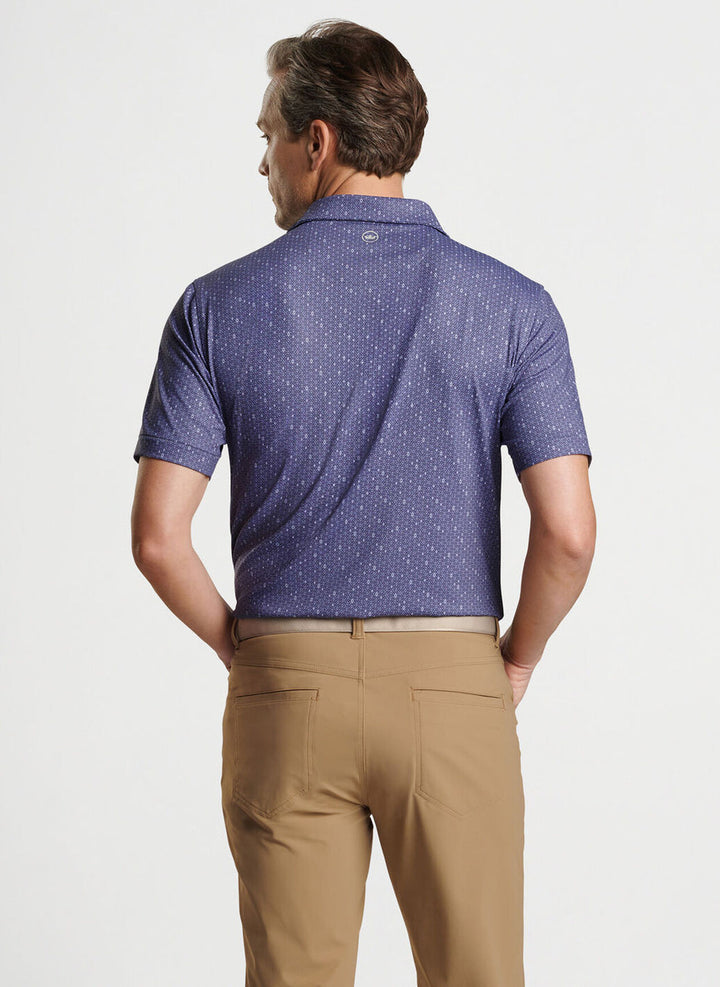 Peter Millar Crown Crafted Harmon Geo Performance Jersey Polo: Lavender Fog