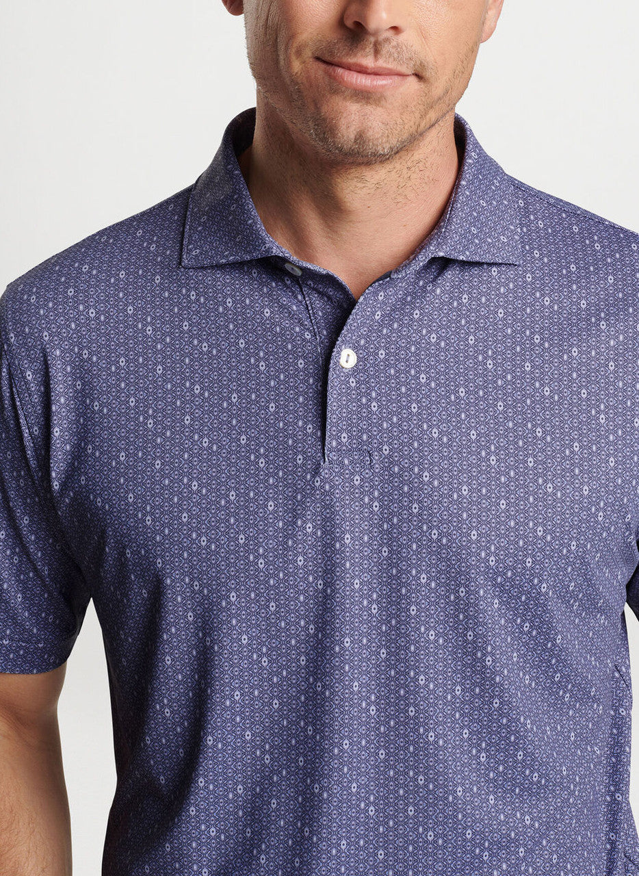 Peter Millar Crown Crafted Harmon Geo Performance Jersey Polo: Lavender Fog