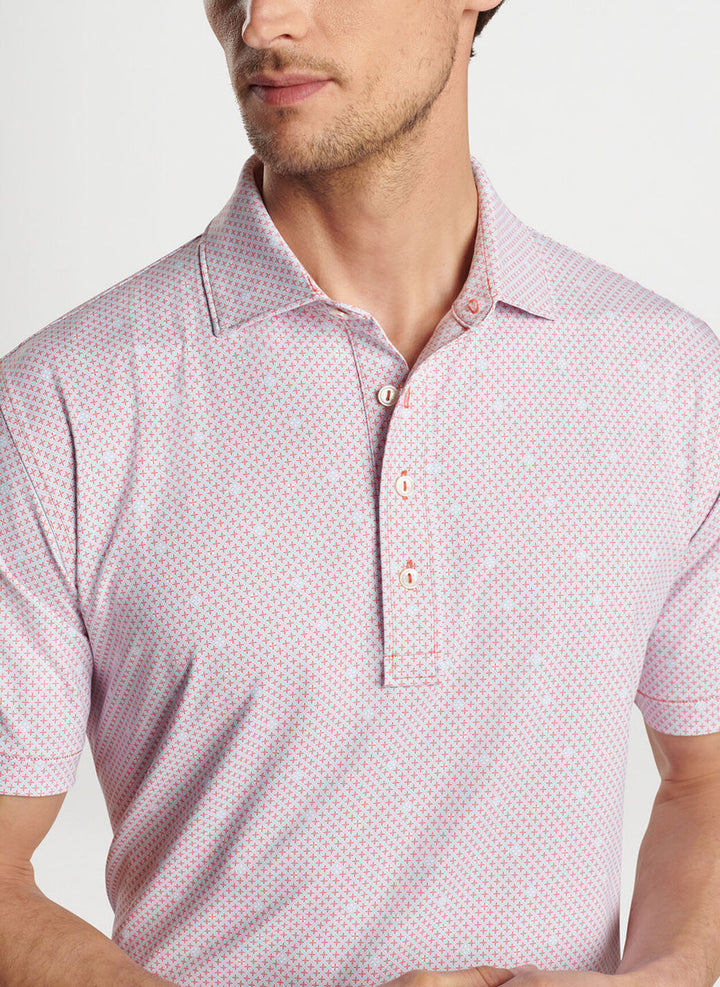 Peter Millar Crown Crafted Mosaic Performance Jersey Polo: Scarlet Lily