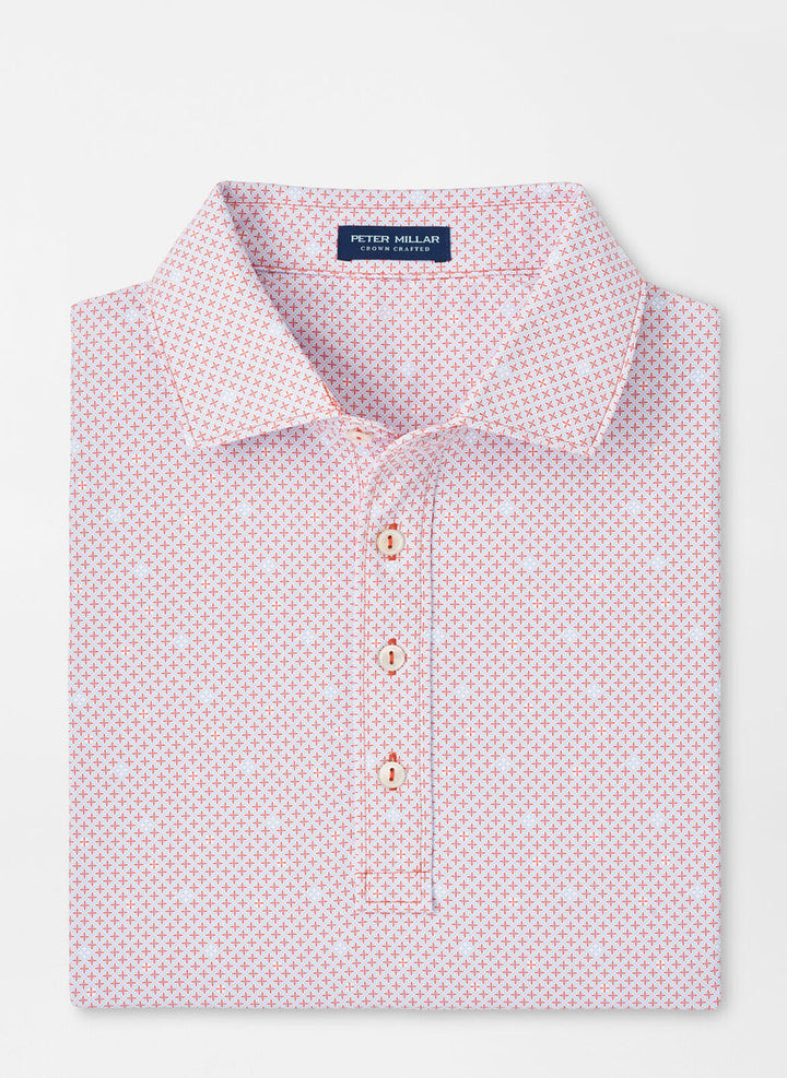 Peter Millar Crown Crafted Mosaic Performance Jersey Polo: Scarlet Lily