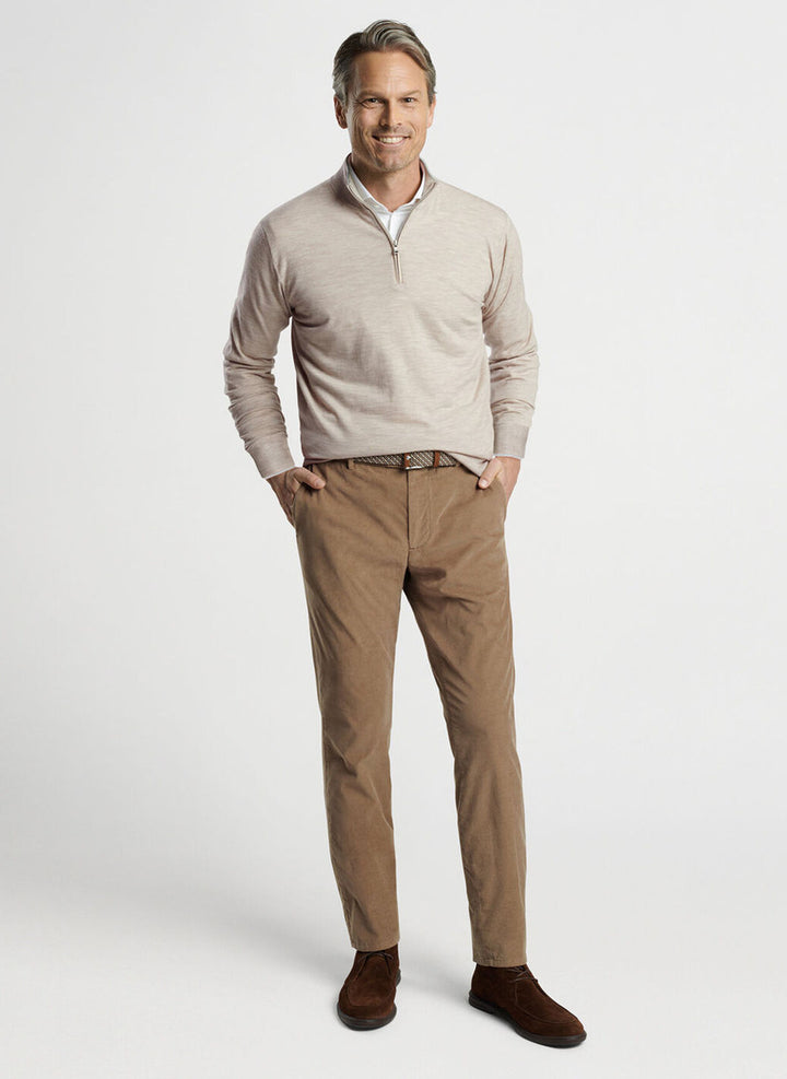 Peter Millar Crown Crafted Excursionist Flex Quarter-Zip Sweater: Khaki