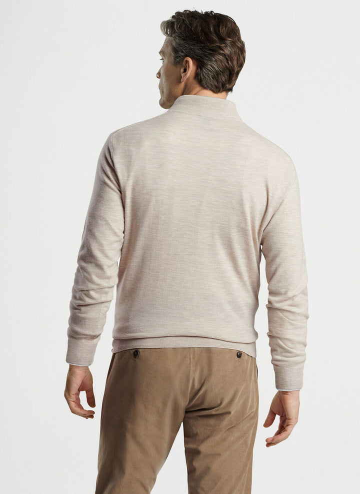 Peter Millar Crown Crafted Excursionist Flex Quarter-Zip Sweater: Khaki