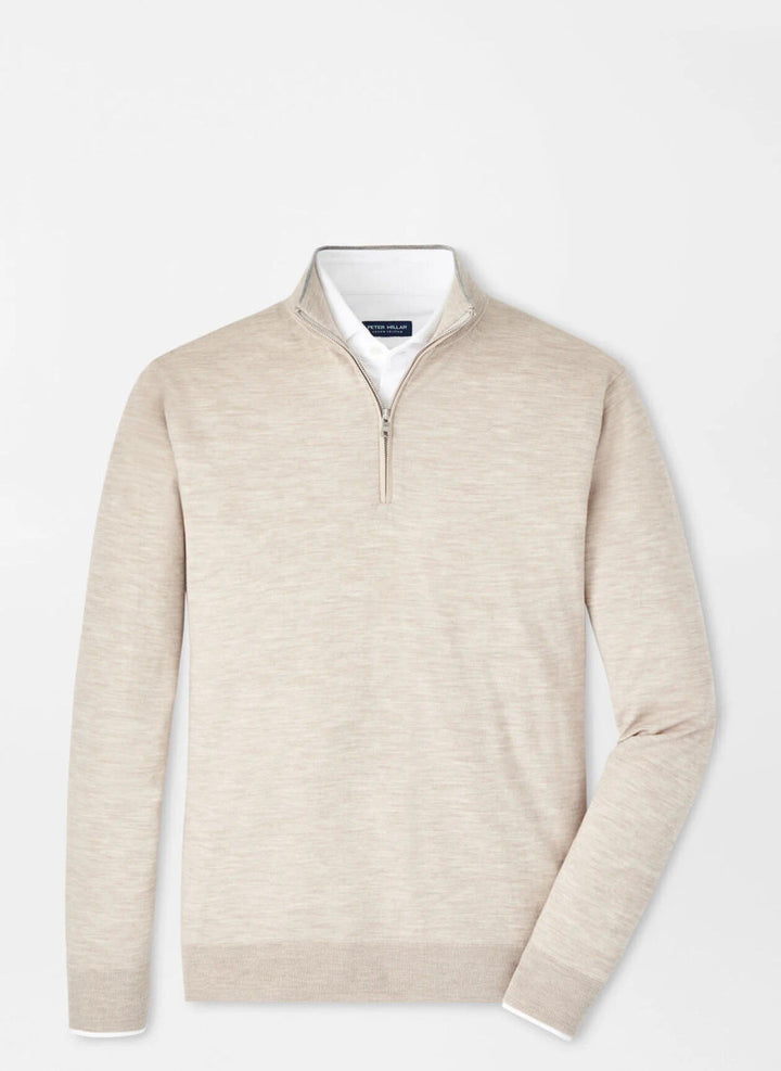 Peter Millar Crown Crafted Excursionist Flex Quarter-Zip Sweater: Khaki