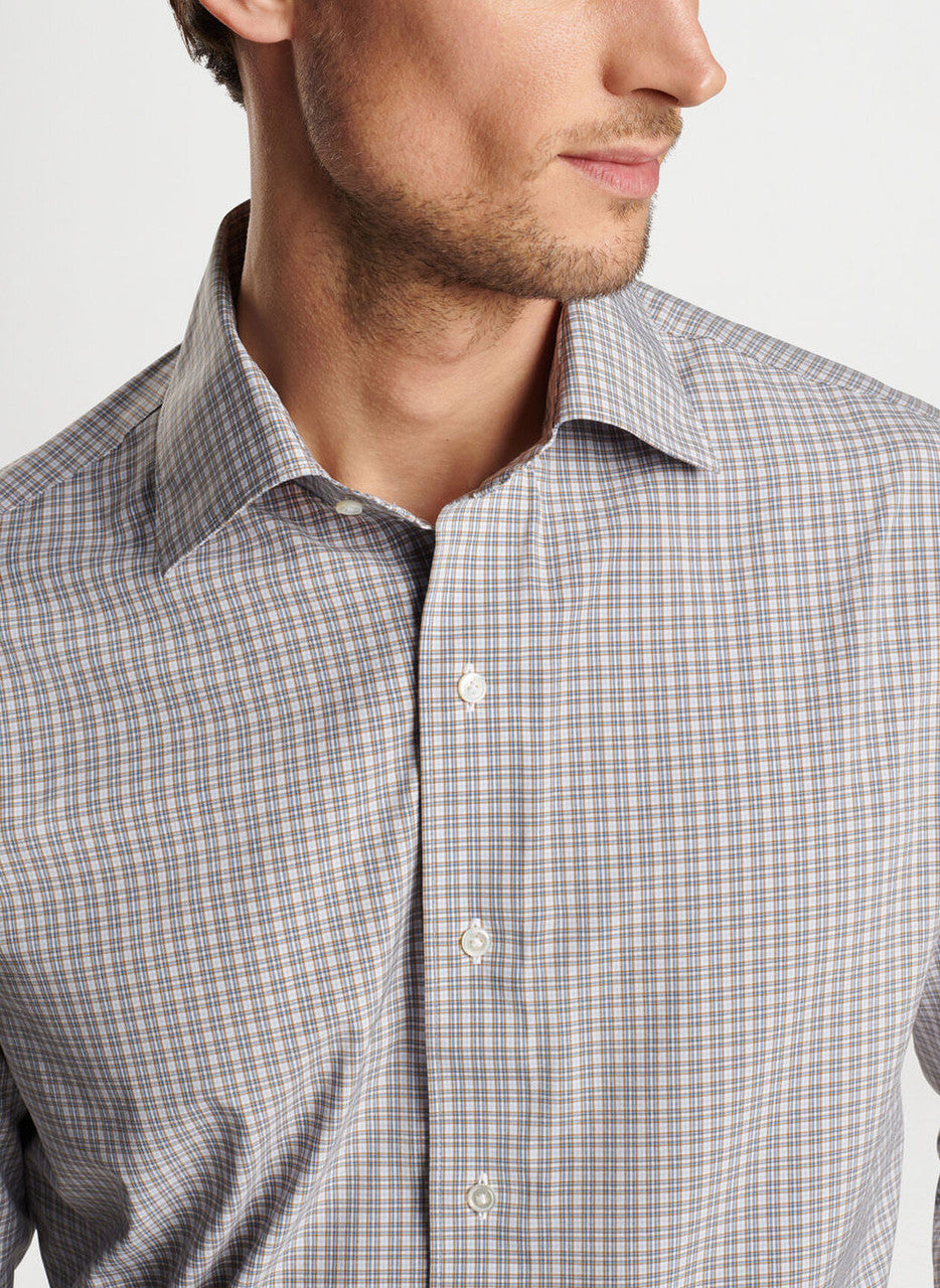 Peter Millar Crown Crafted Wicklow Performance Poplin Sport Shirt: Tawny