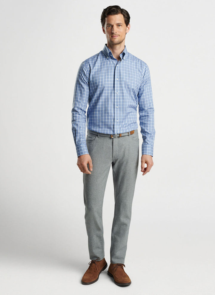 Peter Millar Crown Crafted Combe Cotton Sport Shirt: Brook Blue