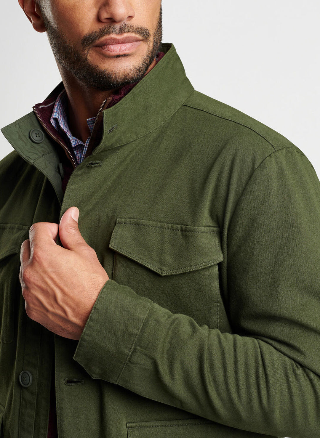 Peter Millar Stowe Reversible Safari Jacket: Dark Olive