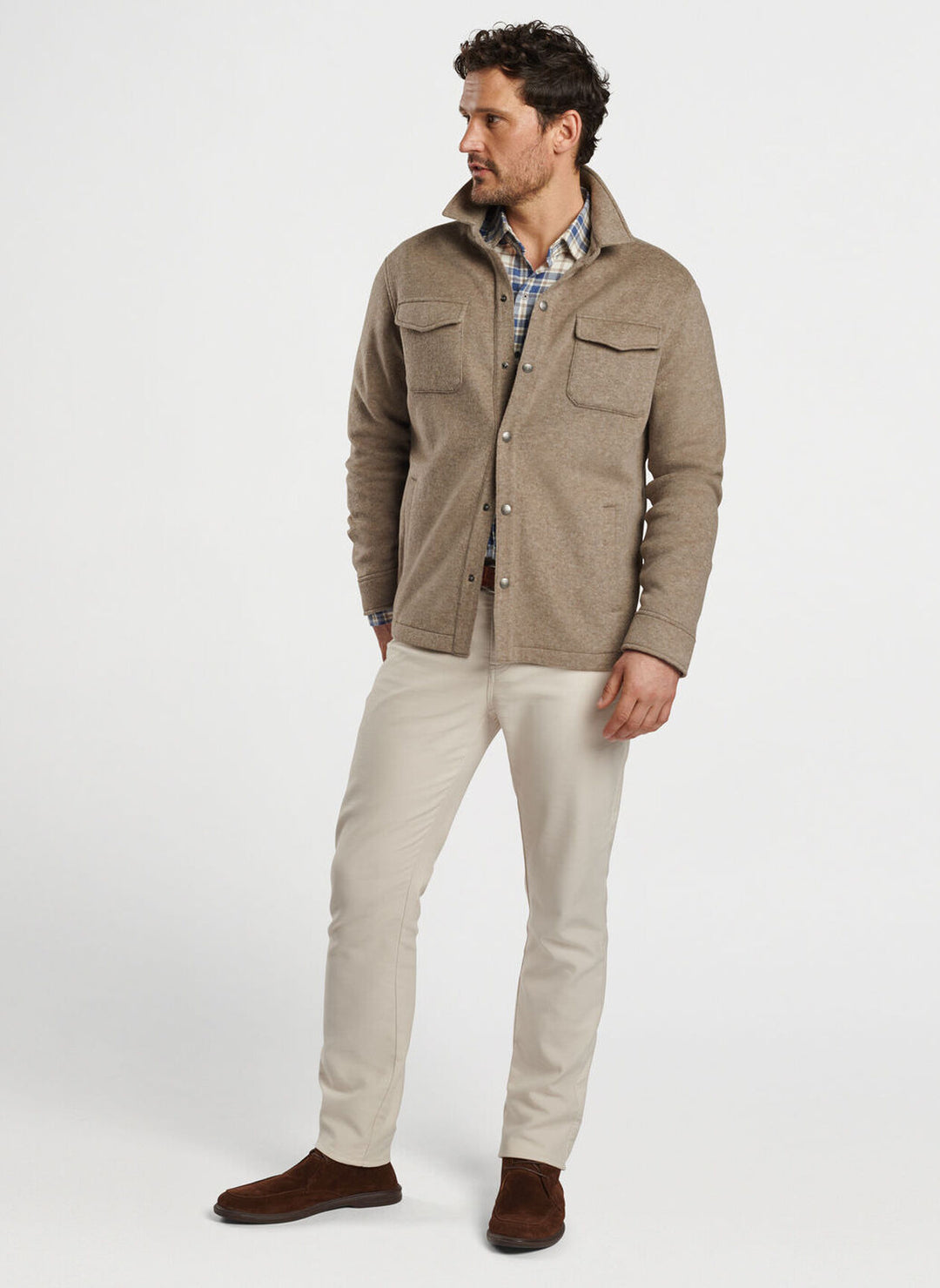 Peter Millar Crown Flex Fleece Shirt Jacket: Grain