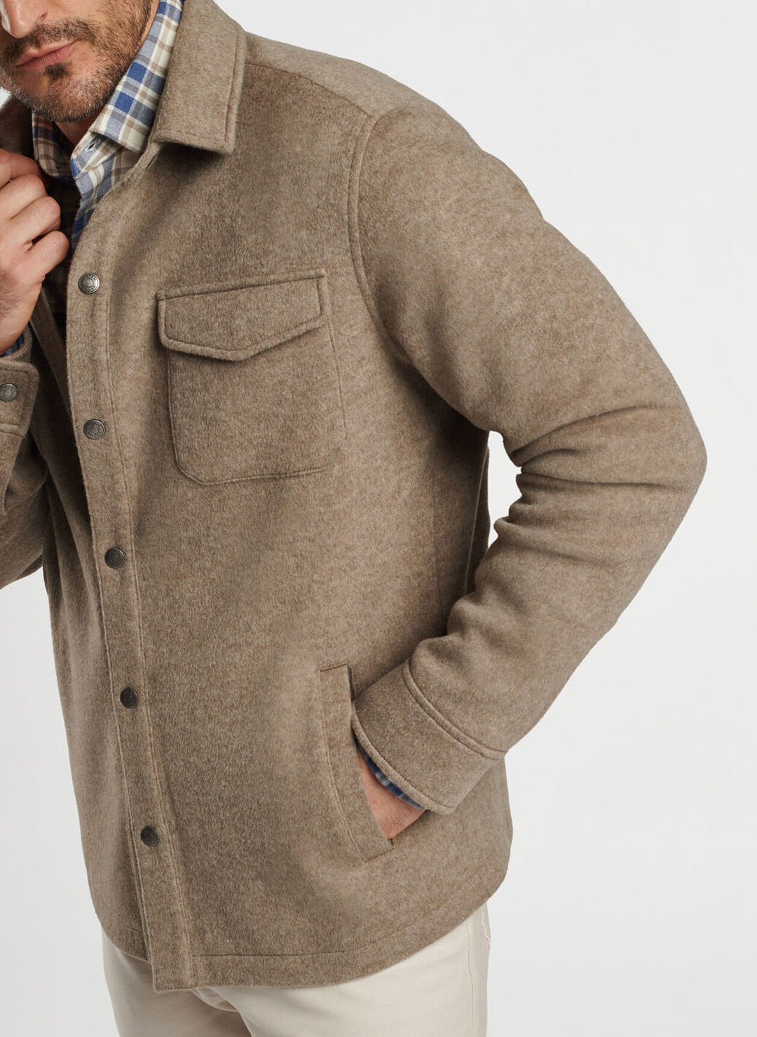 Peter Millar Crown Flex Fleece Shirt Jacket: Grain