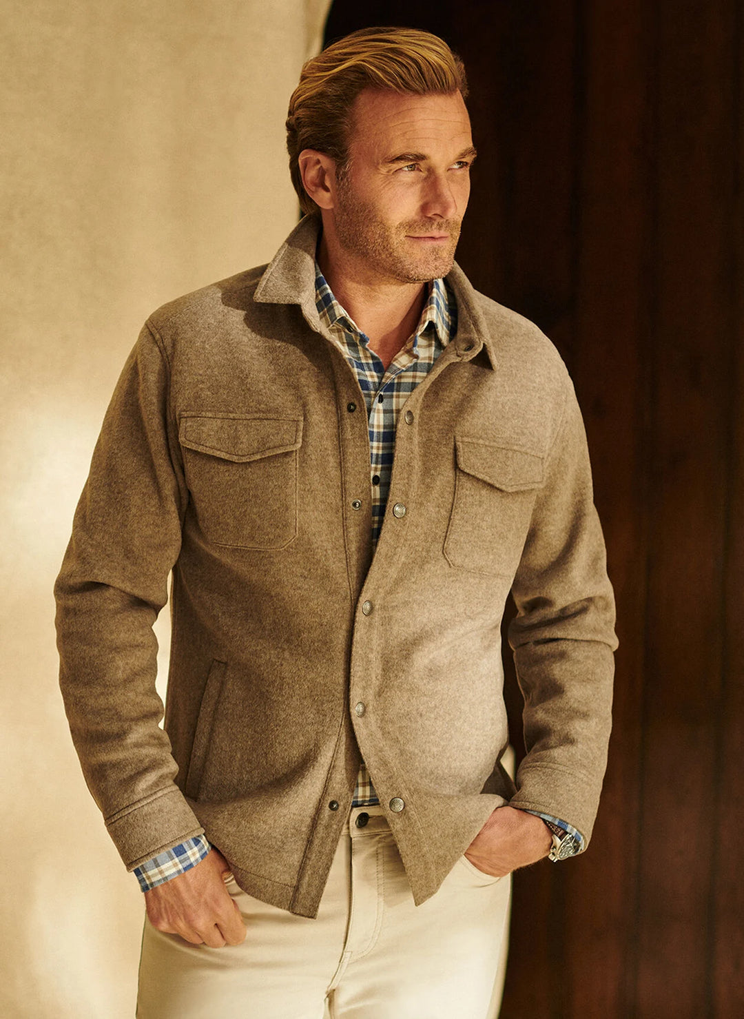 Peter Millar Crown Flex Fleece Shirt Jacket: Grain