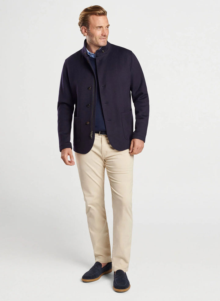 Peter Millar Crown Flex Fleece Zip Blazer: Navy