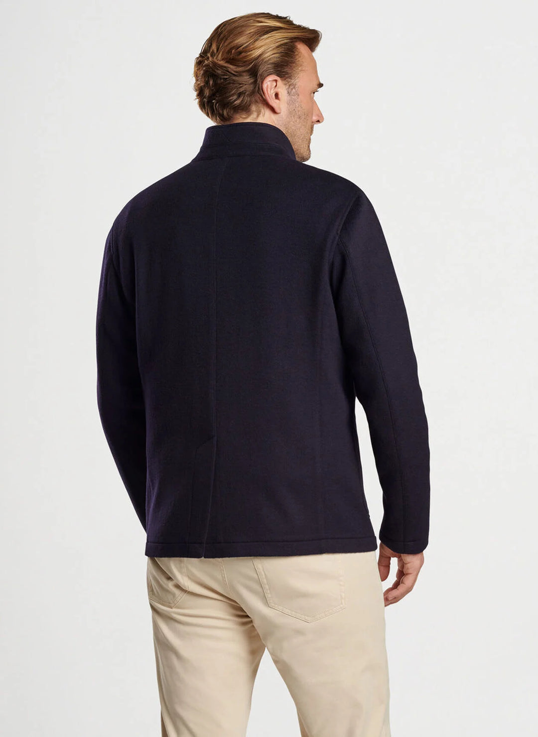 Peter Millar Crown Flex Fleece Zip Blazer: Navy