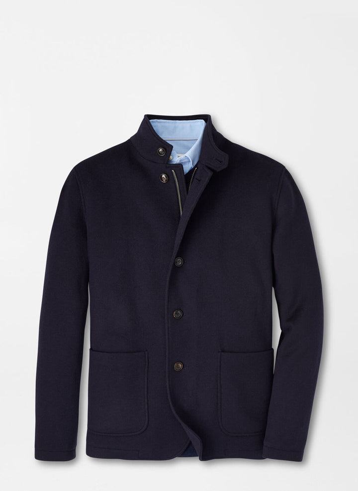 Peter Millar Crown Flex Fleece Zip Blazer: Navy