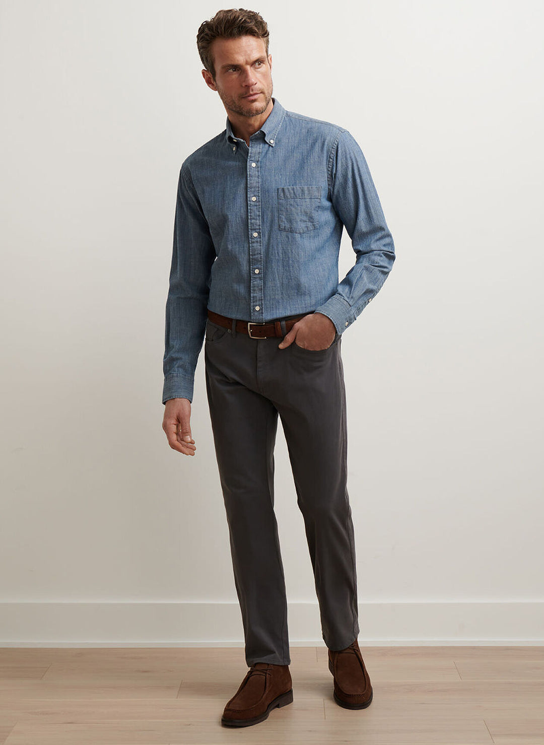 Peter Millar Signature Sateen Five-Pocket Pant: Iridium