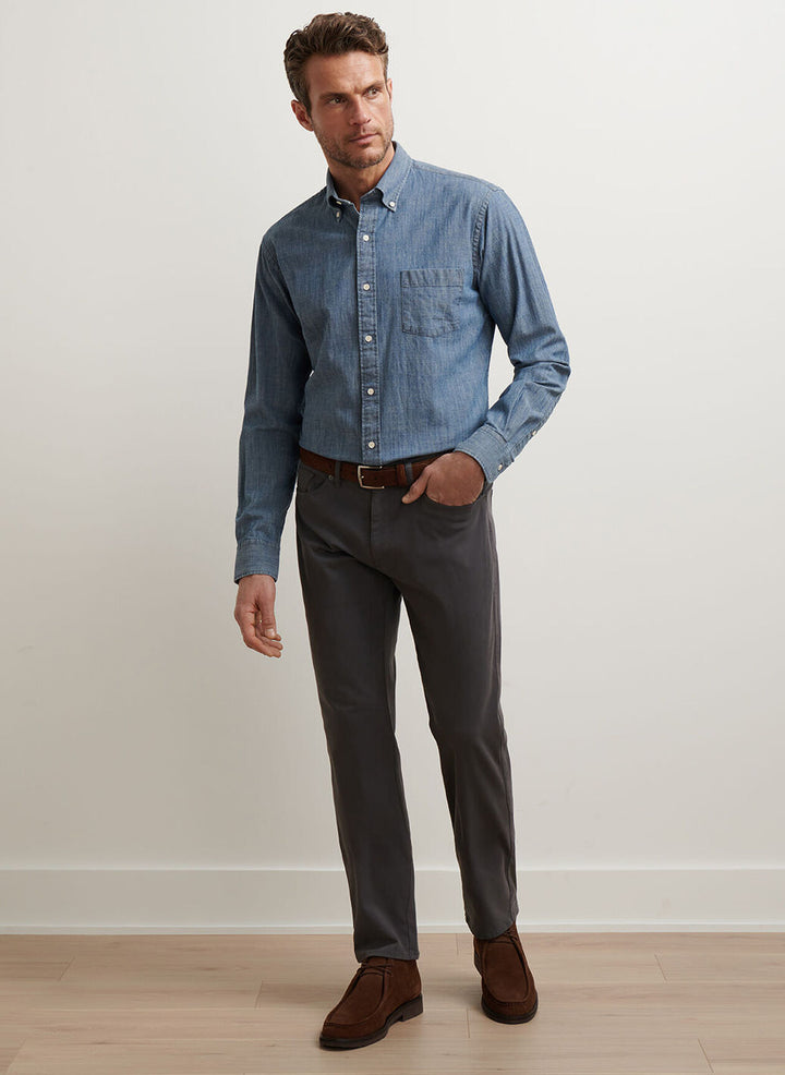 Peter Millar Signature Sateen Five-Pocket Pant: Iridium