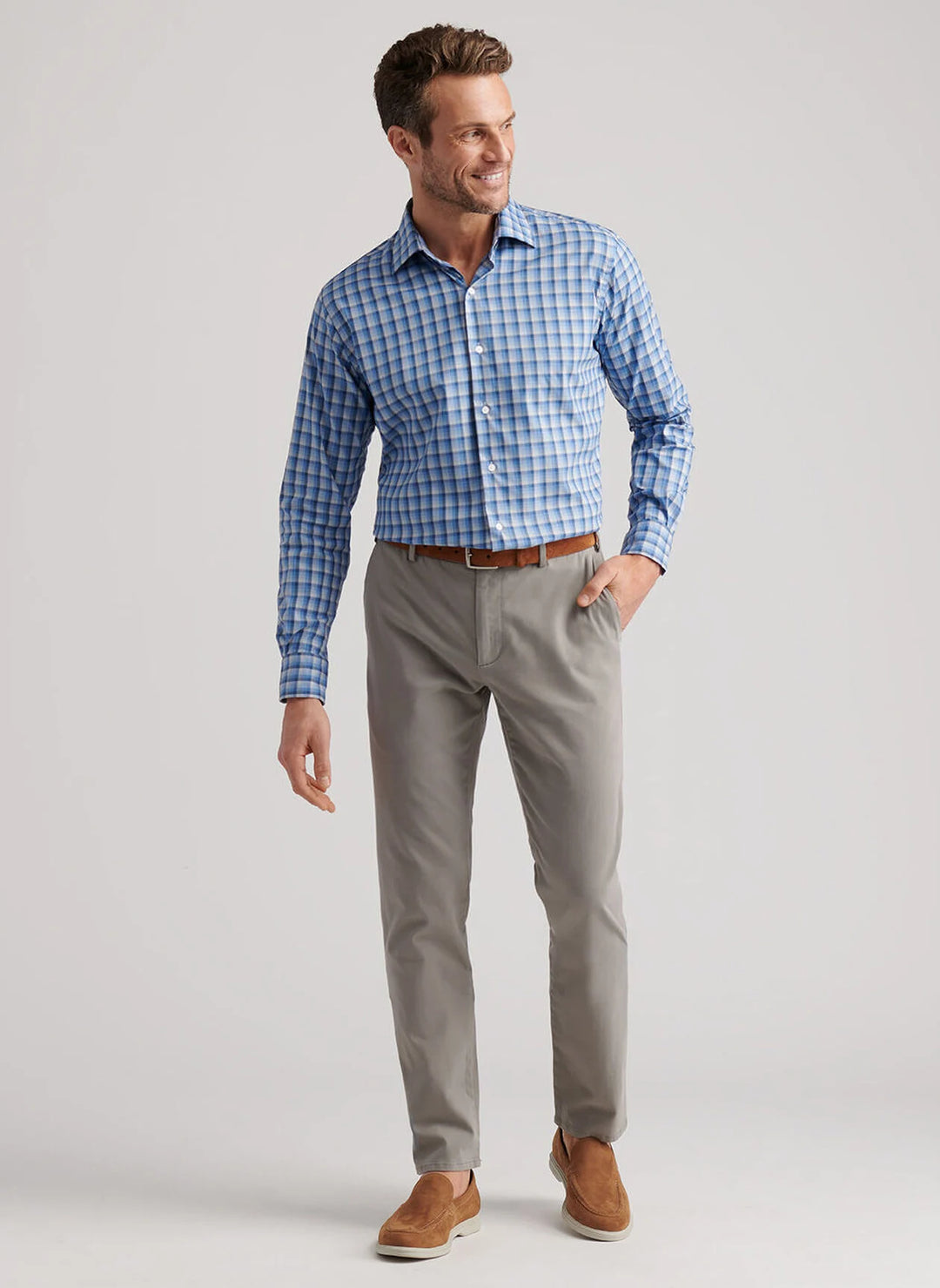 Peter Millar Signature Sateen Flat Front Trouser: Gale Grey