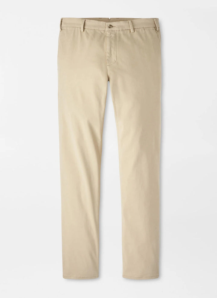 Peter Millar Signature Sateen Flat Front Trouser: Khaki