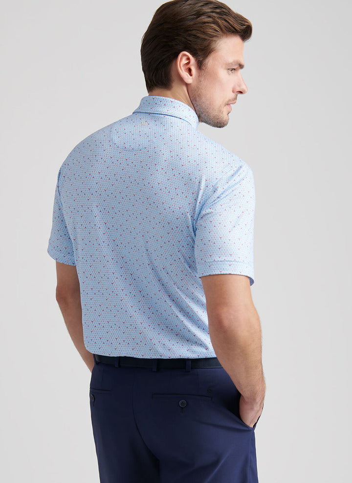 Peter Millar Costanzo Geo Performance Jersey Polo: Seaport Blue