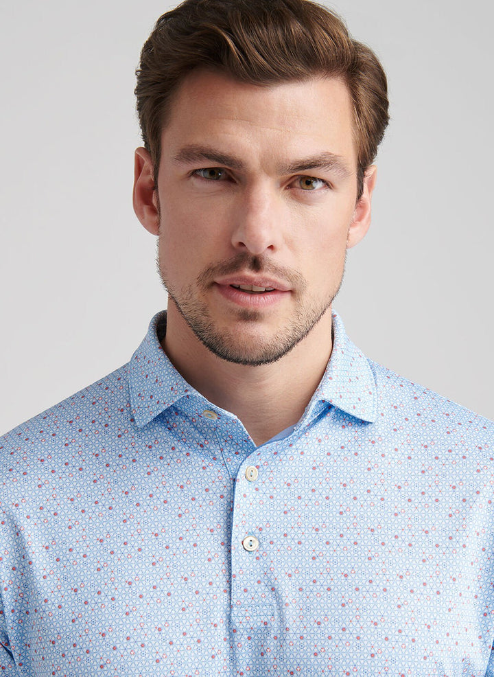 Peter Millar Costanzo Geo Performance Jersey Polo: Seaport Blue