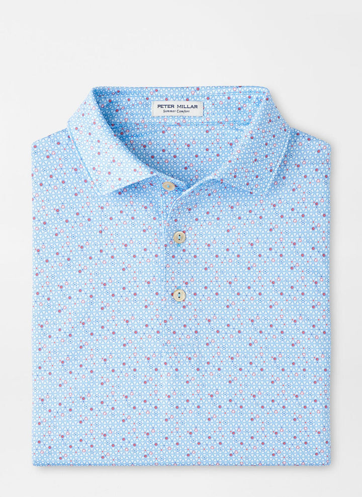 Peter Millar Costanzo Geo Performance Jersey Polo: Seaport Blue
