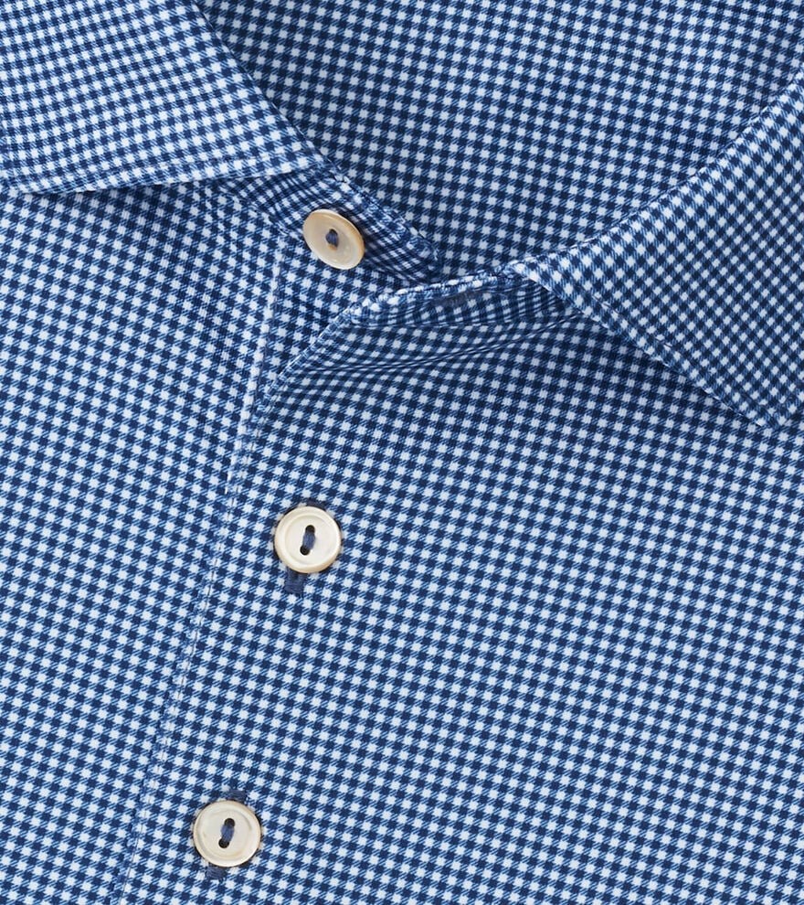 Peter Millar Gingham Performance Jersey Polo: Blue Haze