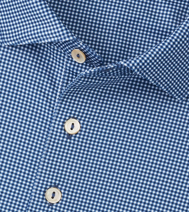 Peter Millar Gingham Performance Jersey Polo: Blue Haze