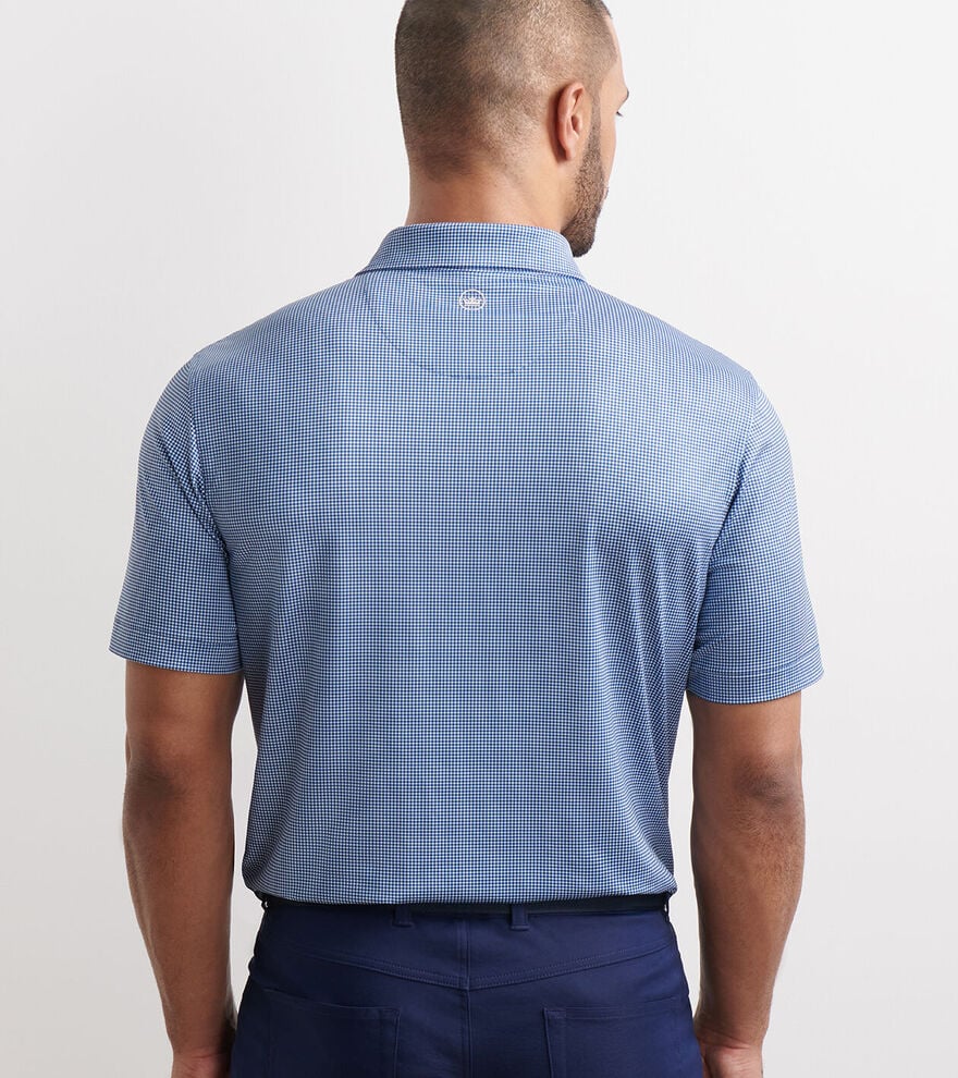 Peter Millar Gingham Performance Jersey Polo: Blue Haze