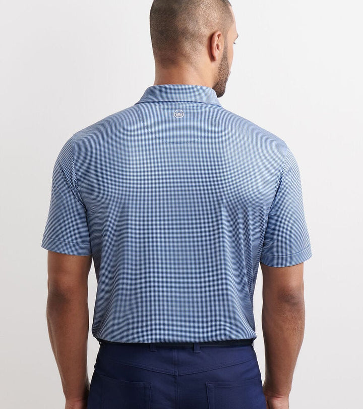 Peter Millar Gingham Performance Jersey Polo: Blue Haze