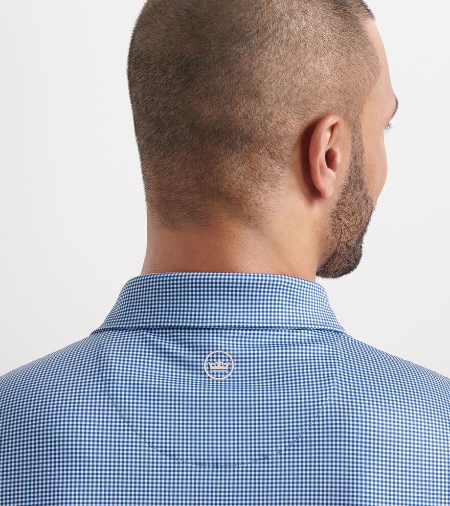 Peter Millar Gingham Performance Jersey Polo: Blue Haze