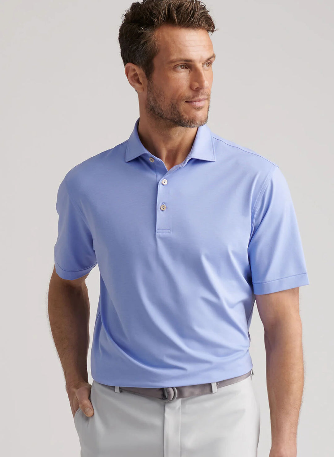 Peter Millar Holden Performance Jersey Polo: Seaside Blue