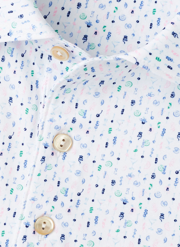 Peter Millar Cocktail Garnish Performance Jersey Polo: White