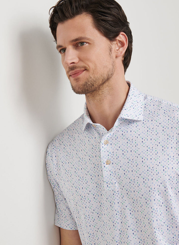 Peter Millar Cocktail Garnish Performance Jersey Polo: White