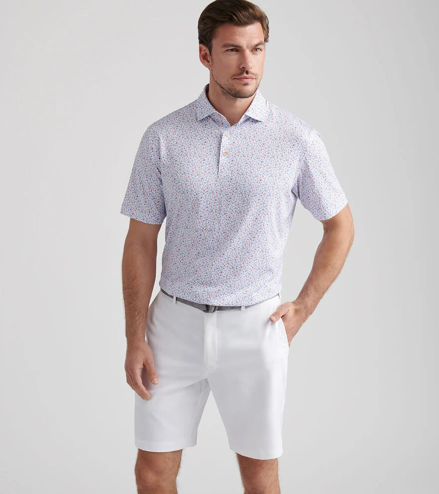 Peter Millar Orange Crush Performance Jersey Polo: White