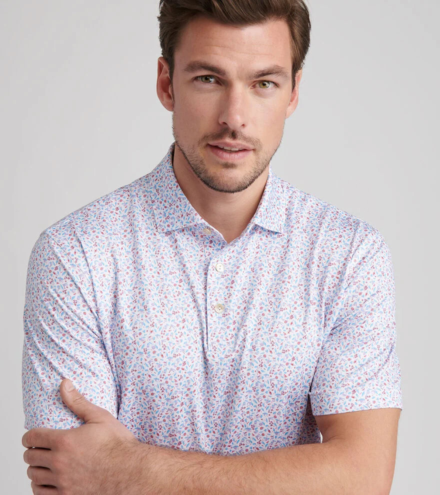 Peter Millar Orange Crush Performance Jersey Polo: White