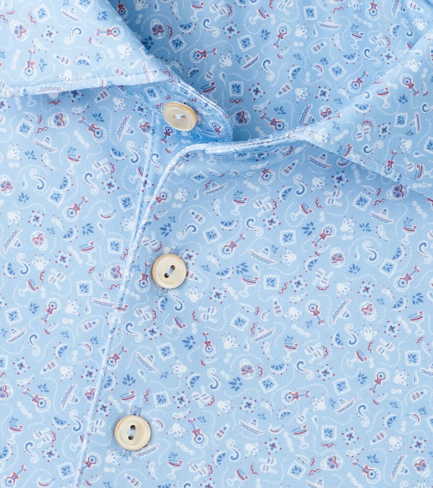Peter Millar Day of the Dead Performance Jersey Polo: Cottage Blue