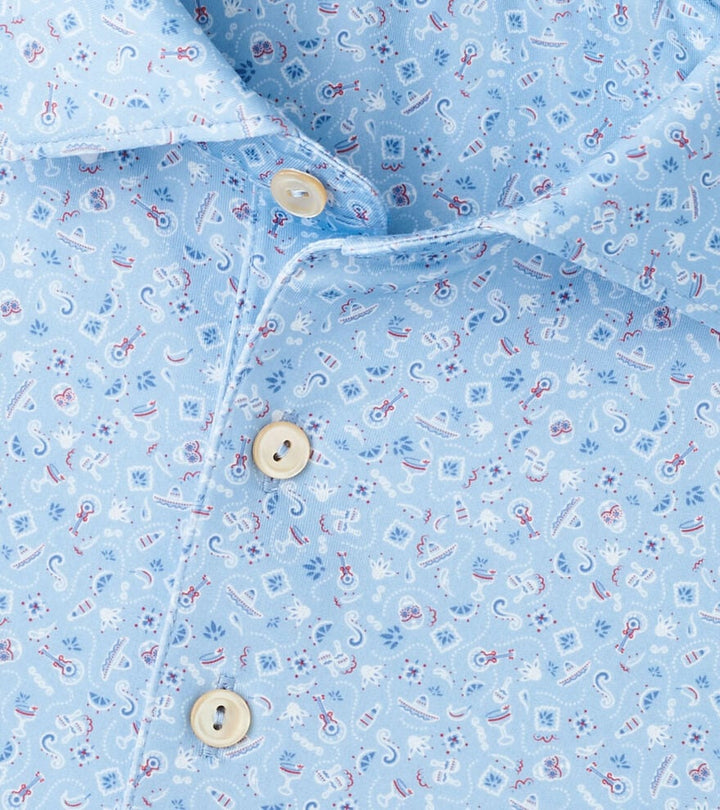 Peter Millar Day of the Dead Performance Jersey Polo: Cottage Blue