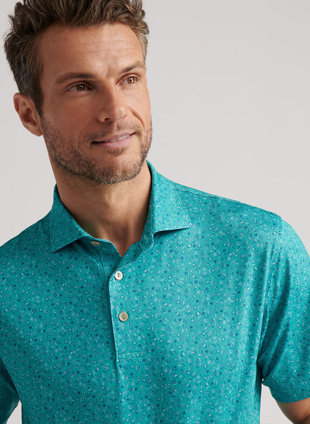 Peter Millar Day of the Dead Performance Jersey Polo: Meadow