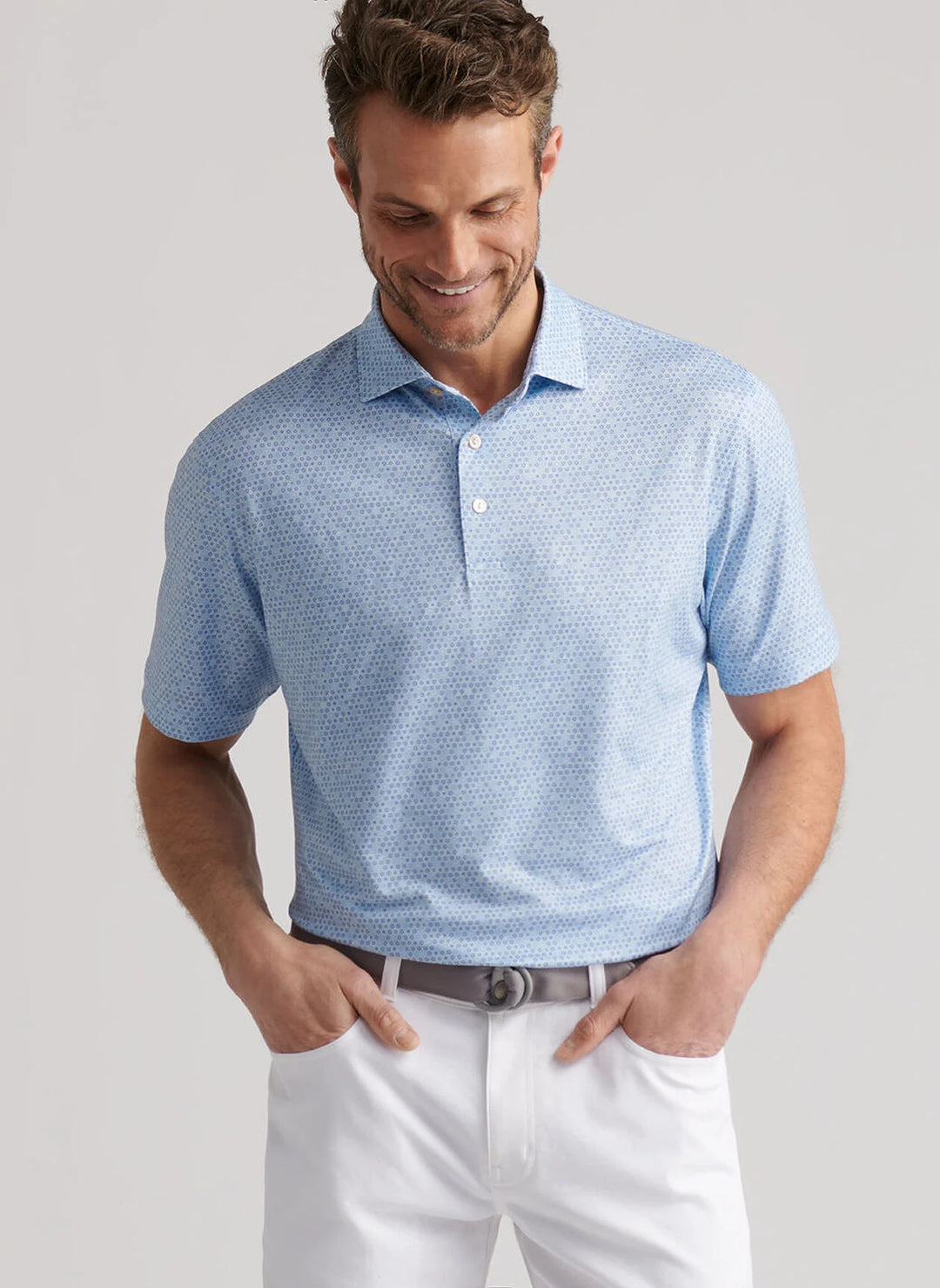 Peter Millar Ferdinand Performance Jersey Polo: Sky