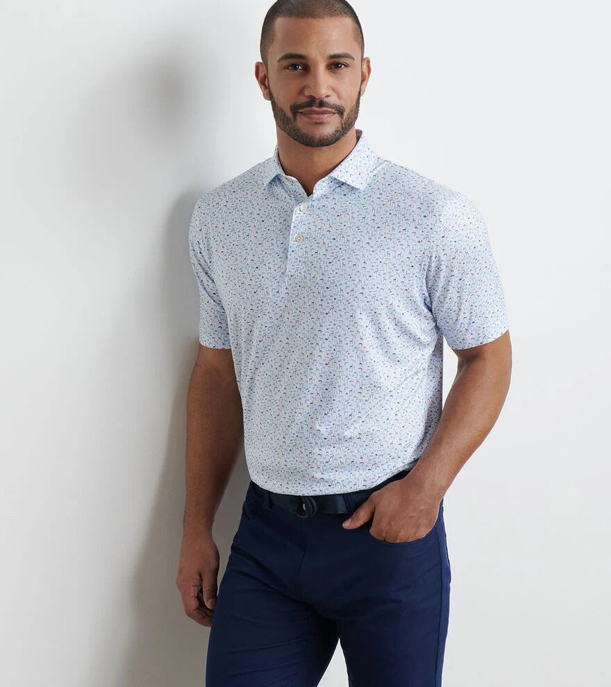 Peter Millar On the Hunt Performance Jersey Polo: White