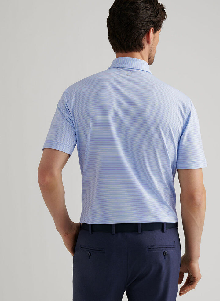 Peter Millar Daven Performance Jersey Polo: White/Cottage Blue