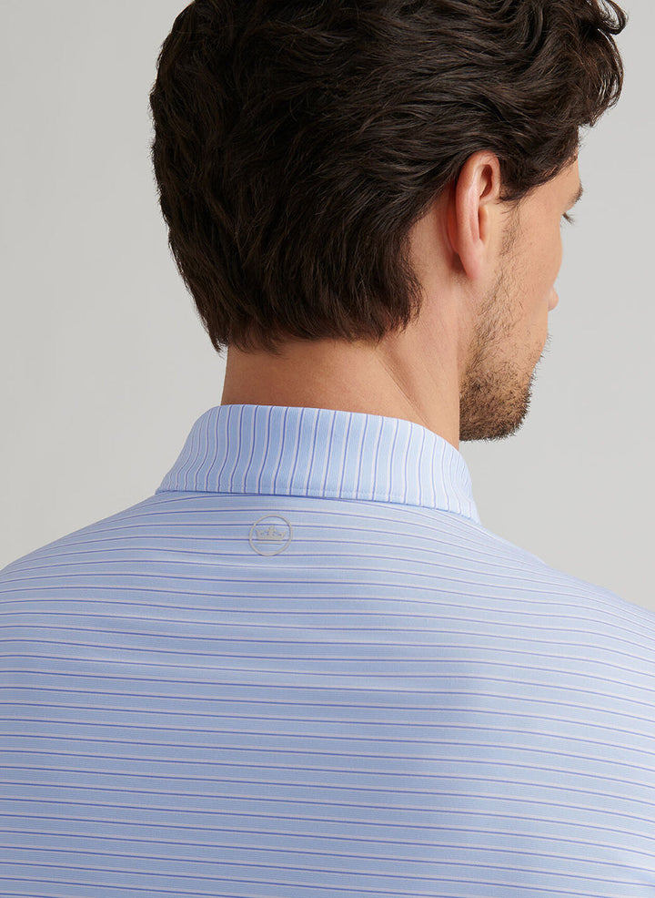 Peter Millar Daven Performance Jersey Polo: White/Cottage Blue