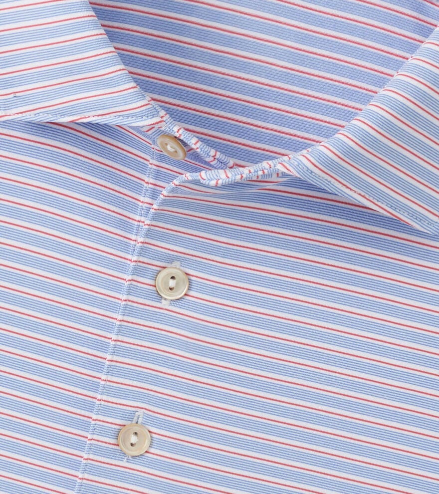 Peter Millar Daven Performance Jersey Polo: White/Evening Tide