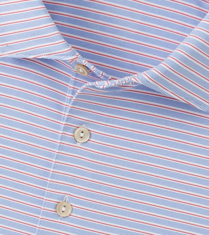 Peter Millar Daven Performance Jersey Polo: White/Evening Tide