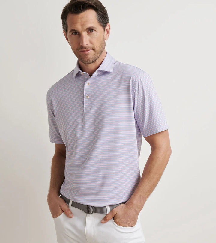 Peter Millar Daven Performance Jersey Polo: White/Evening Tide