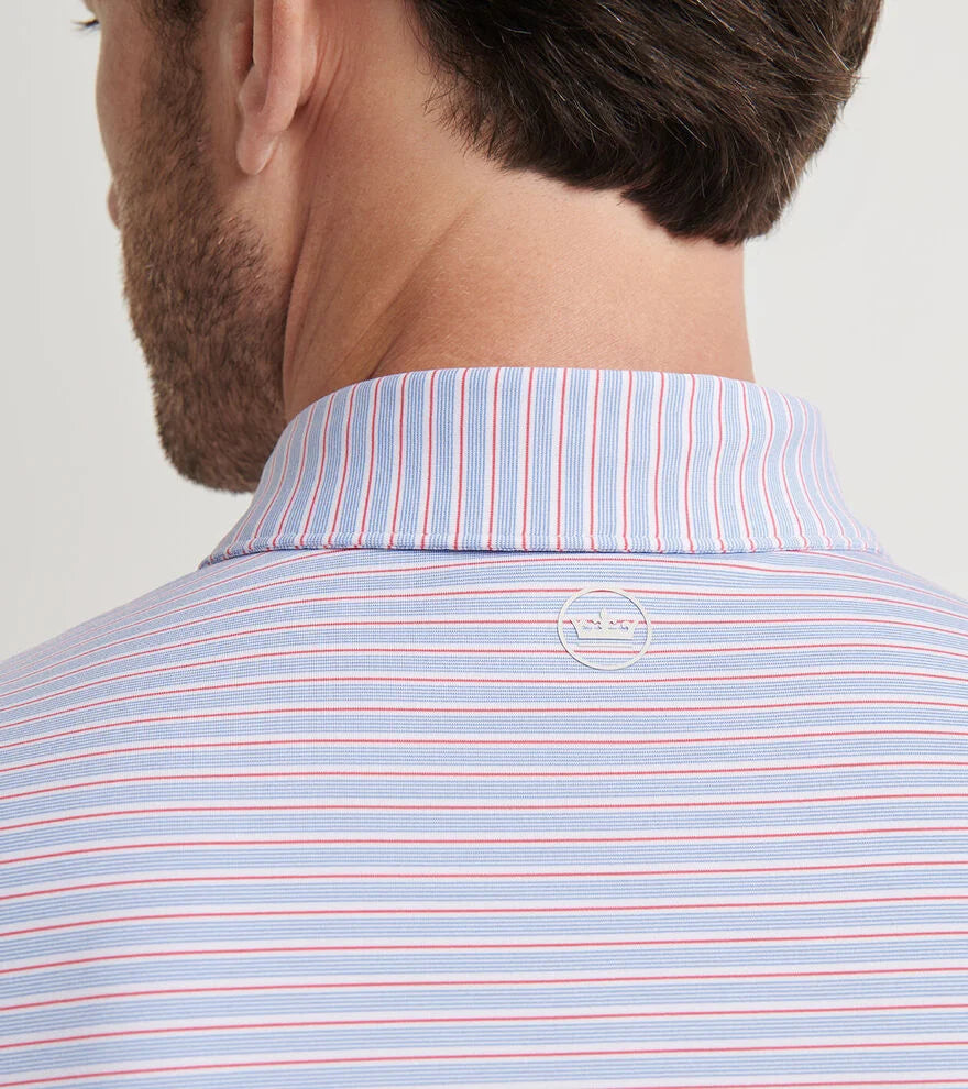 Peter Millar Daven Performance Jersey Polo: White/Evening Tide
