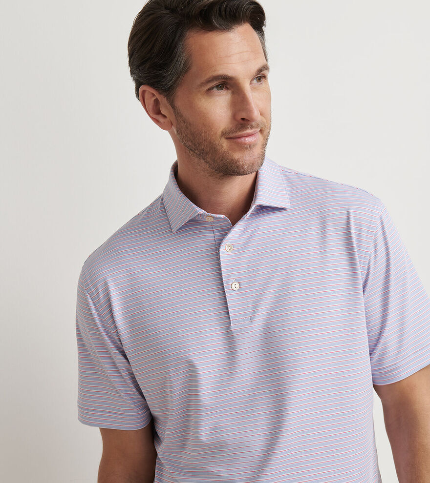 Peter Millar Daven Performance Jersey Polo: White/Evening Tide